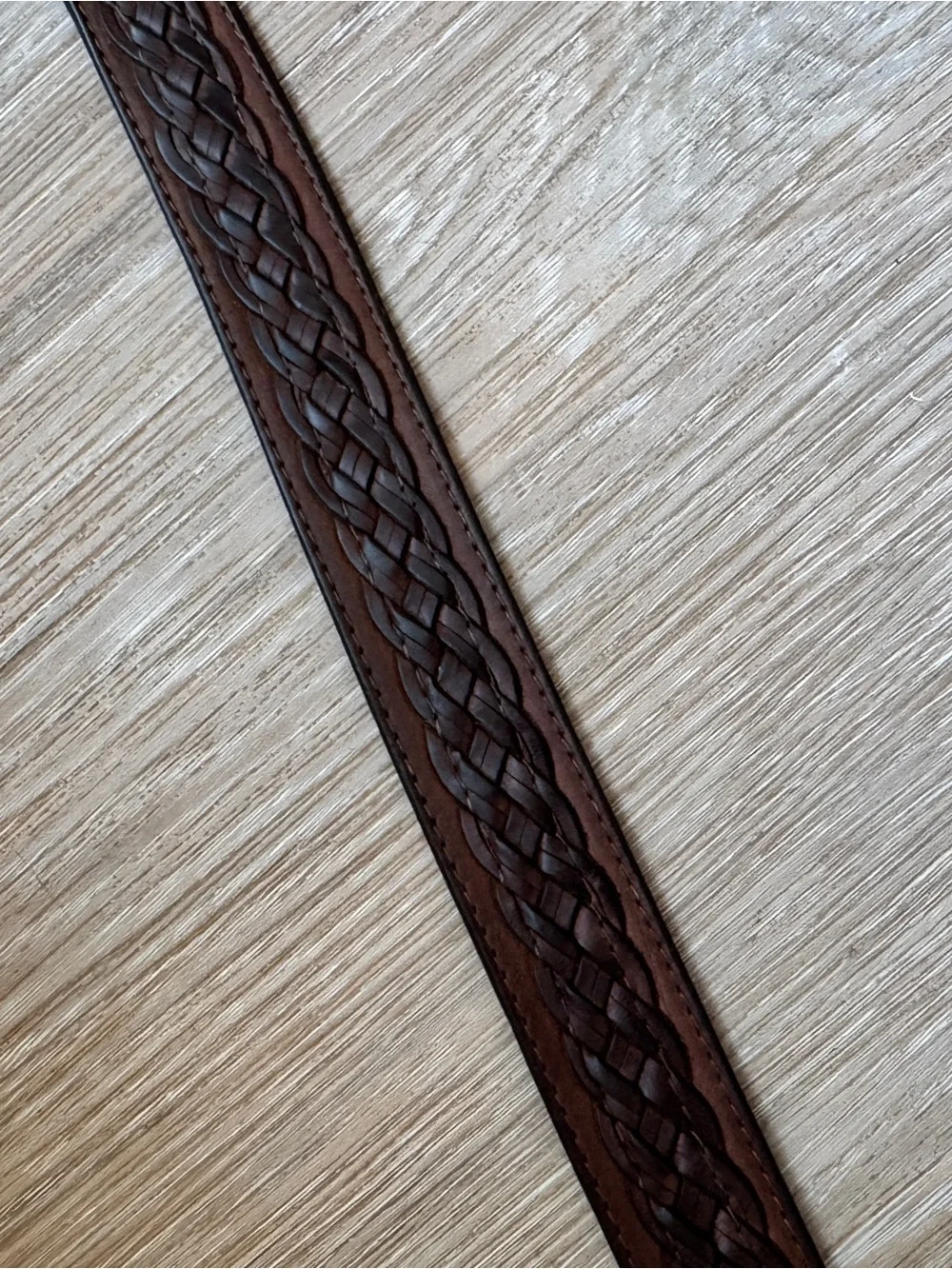 Leegin Brown Braided Leather Belt Brass Buckle Western Casual Size 36